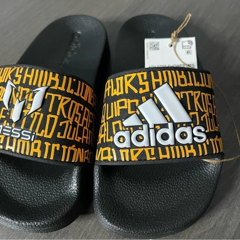 Adidas Messi Adilette Kids Shower Slide Sandals size 10 NWT